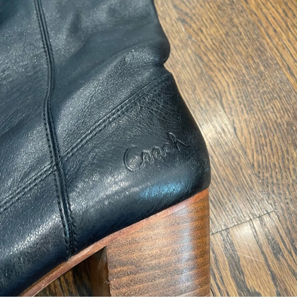 COACH Fayth Tall Black Leather Heeled Boots - Picture 3 of 8